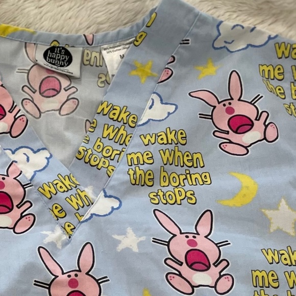 Jim Benton Happy Bunny Scrub Top - Picture 4 of 6